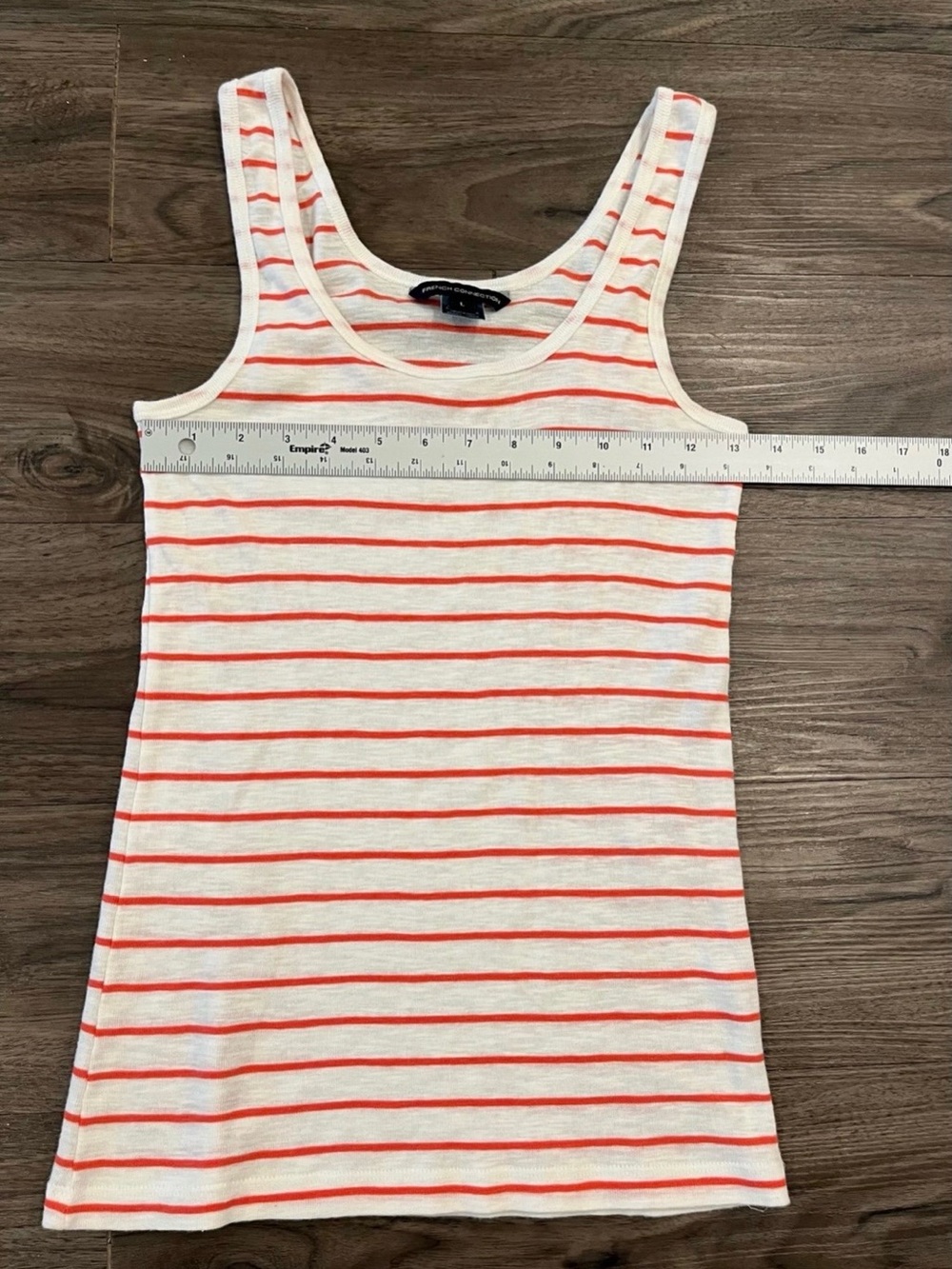 3/$11 French Connection White & Orange Striped Women's Tank Top